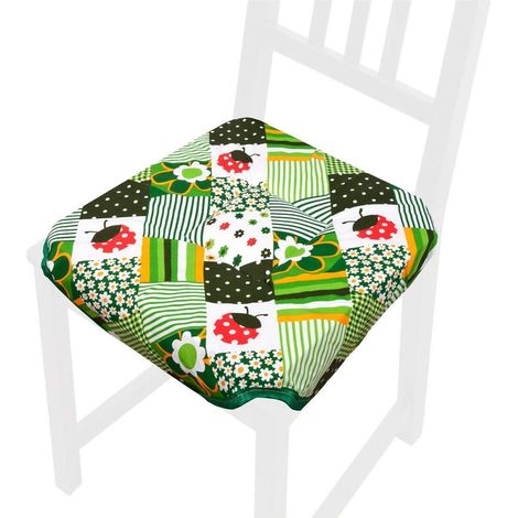 Cuscino Sedia Universale Cotone Lavabile Coprisedia Morbido Coccinella 100% Made In Italy - Verde