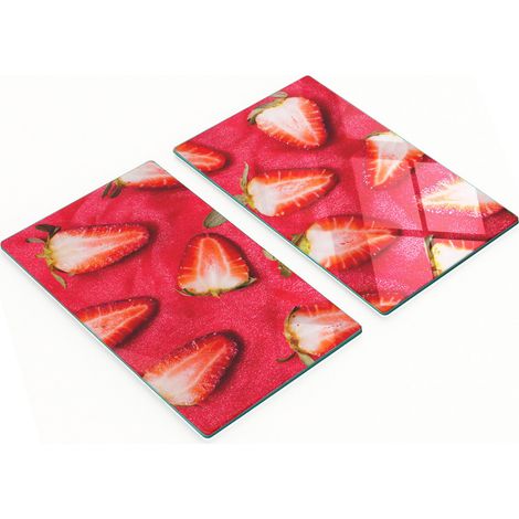 Tablas de vidrio elegantes y duraderas con estampado de fresas troceadas, 2x30x52 cm.