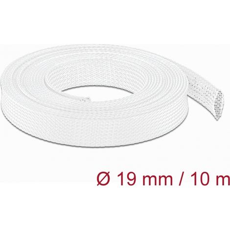 Delock Funda trenzada estirable 10 m x 19 mm, color blanco