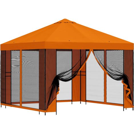 Gazebo da giardino con pareti laterali 3 x 3 m Arancione vidaXL