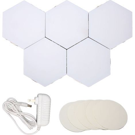 Lot Hexagonale LED 5 pièces, lumière ambiante réglable par toucher pour salon bureau, 110‑240V.