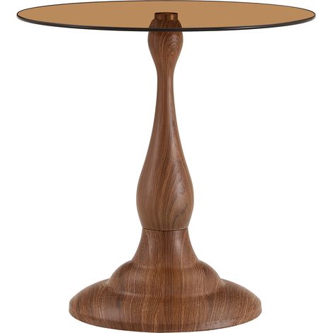 Table d’appoint ronde en verre trempé avec piètement en métal, diamètre 50 cm, hauteur 51,5 cm, design moderne et compact (1/5)