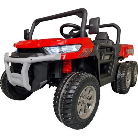Jeep Elettrica per Bambini 24V Rosso 2 Posti 6 Ruote con MP3 e USB