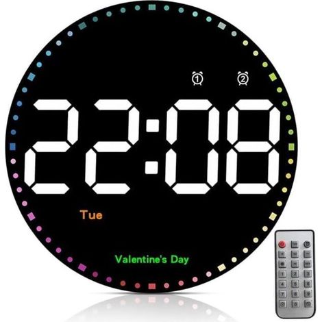 25.4cm Digital Wall Clock, Large LED Display, Ideal for Living Room, Office and Bedroom, Easy to Read (1/5)