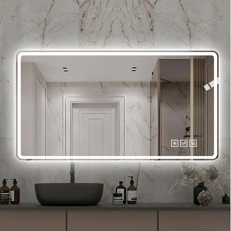 Specchio LED bagno 60 x 100 cm senza cornice, anti-appannamento, 3 colori, IP44 HAVRYA (1/5)