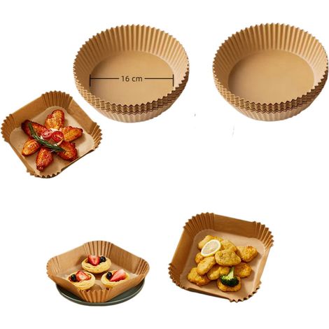 ZHIJIA PREMIUM Lot de 100 papiers sulfurisés antiadhésifs épais rond 16 cm airfryer four gril micro‑ondes (1/5)
