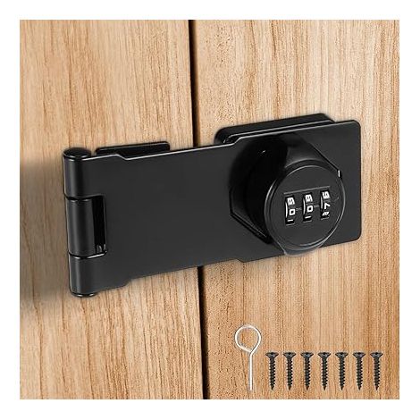 Loquet avec Verrou a Code, Verrou Porte en Alliage de Zinc Noir, Cadenas Code Rotatif à Usage Intensif, Loquet Porte avec Serrure a Code pour Garages, Jardins, Armoires, Salles de Bains (1/5)