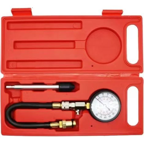 Bardusch-Kit de compressiomètre avec manomètre et tuyau flexible – Raccords en laiton 14/18 mm – Plage de mesure 0-20 bar pour moteurs essence (1/5)
