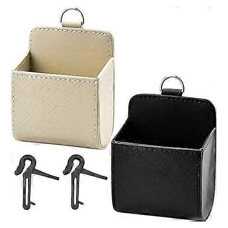 Lot de 2 boîtes de rangement pour voiture, organisateur de poche pour aération de voiture pour clés, pièces de monnaie, etc. (1/5)