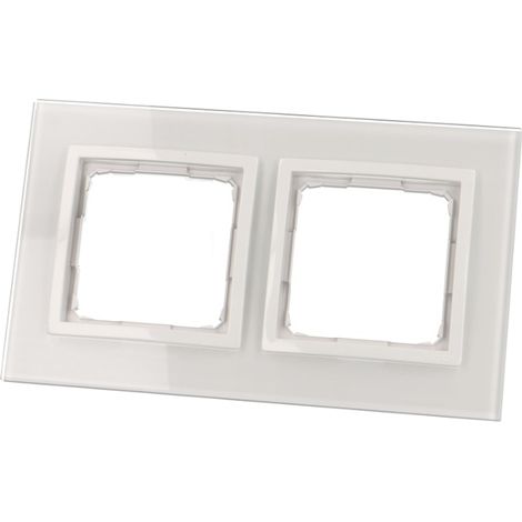 Kontakt-Simon Plaque enjoliveur double verre blanc perle (1/2)