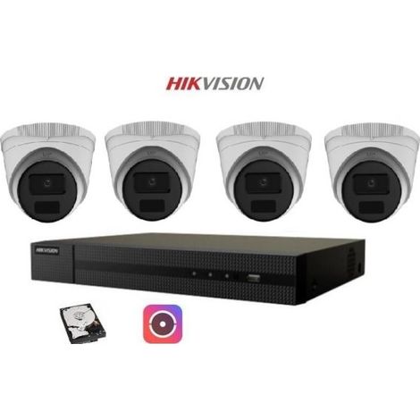 KIT Videosorveglianza Hikvision IP POE 4 Canali 4 Telecamere Dome 4 MPX 1TB Cloud