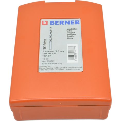 SET DI PUNTE BERNER HSS DIN 338 TOPLINE 19 PEZZI 1-10 mm IN VALIGETTA (1/4)