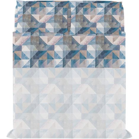 Set Lenzuola Matrimoniale con Stampa Sopra Sotto e Federe Linea River Sepik Blue (1/4)