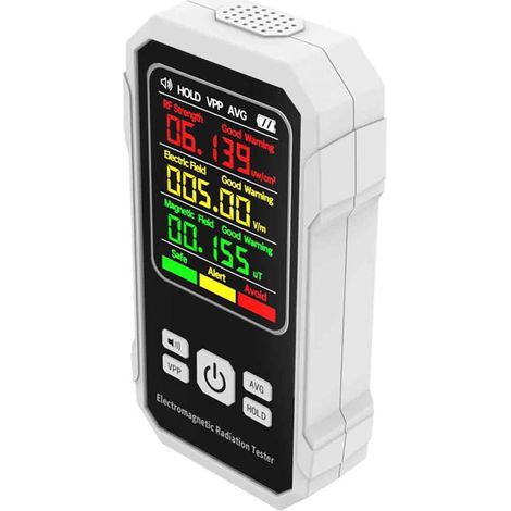Elektromagnetisches Strahlungsmessgerät mit Batterie, tragbarer digitaler Hochfrequenz-Strahlungsdetektor, Weiß (1/5)