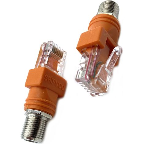 2 pièces F femelle vers RJ45 mâle, adaptateur de coupleur de tube coaxial RF RJ45 mâle vers F femelle RF vers RJ45 adaptateur convertisseur droit mâle RJ45 vers connecteur RF convertisseur (1/5)