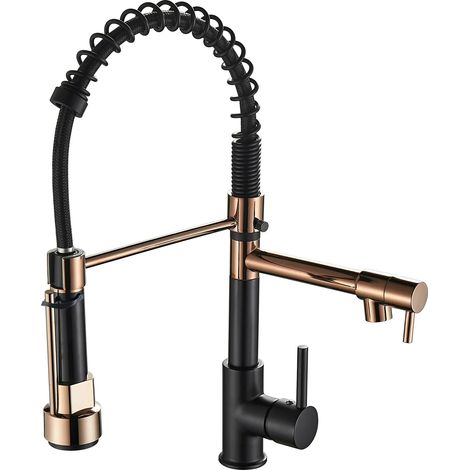 (8100BG-G3/8) Robinet de cuisine avec douchette extractible, bec haut, poignée unique et ressort pour évier de cuisine (1/5)