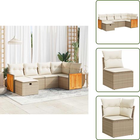 Salon de jardin avec coussins 6 pcs beige résine tressée - Ensemble De Canapés De Jardin - Ensembles De Canapés De Jardin - Ensemble De Canapés D'extérieur - Salon De Jardin (1/5)
