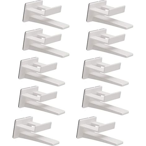 BEBUSINGOTO 10 Stück Huthaken, schwarzer Huthalter mit Doppelhaken zur Wandmontage, Huthaken-Wandhalterung, für verschiedene Hüte, Schlüsselanhänger, Kopfhörer, Schals. (Weiß, 4,2 x 3,2 x 5,7 cm) (1/4)