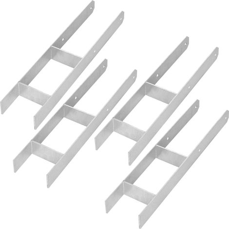 KOTARBAU® Kotarbau® Support de Poteau À Sceller - Support Poteau Bois en H 120x600 mm Lot de 4 - Pied de Poteau - Ancre Poteau Bois - Ancrage Poteau - Platine Poteau Bois - Acier Galvanisé - Argent