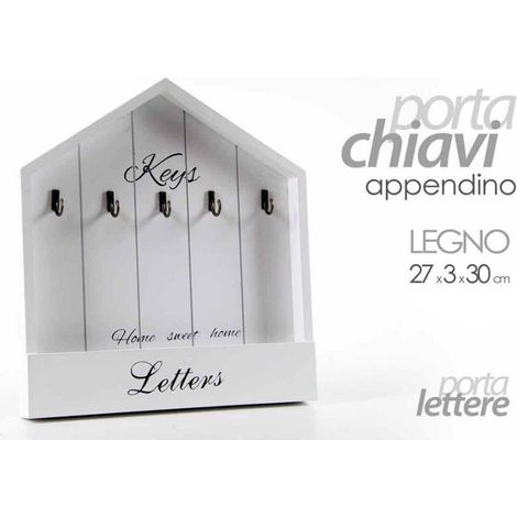 Kaela - Portachiavi Lettere Posta Appendino Tavolo Da Parete Muro Legno 27x3x30cm 715358 - (1/2)
