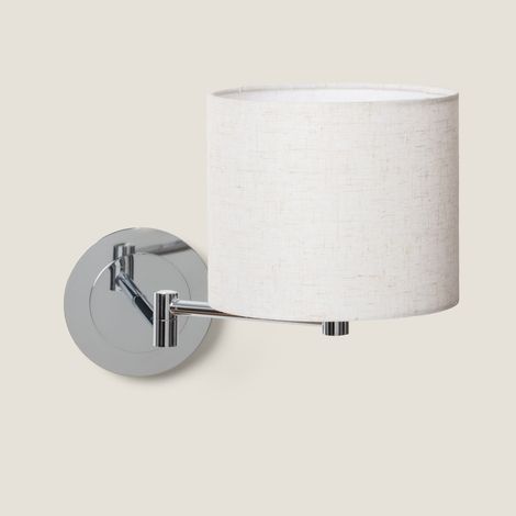 Applique Murale Articulée avec Abat-jour Métal et Lin Basilea Chromé ↑25 cm (1/5)