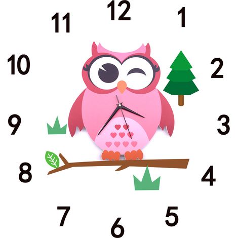 Horloge murale à suspendre en forme d'animal mignon pour chambre d'enfant (1/5)