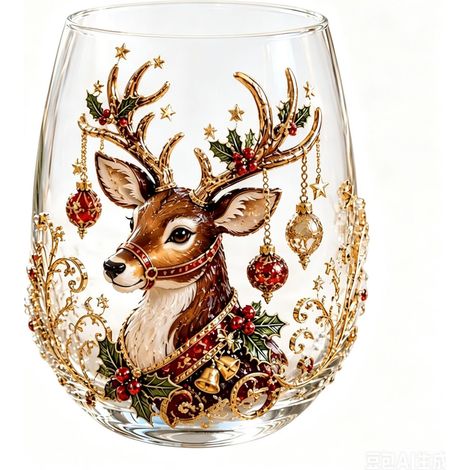 Nouvelle tasse de Noël créative en verre 3D, tasse à whisky, tasse à boisson -- E -- 2D