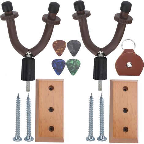 2 Crochets Muraux pour Guitare en Bois Massif, Supports de Montage pour Ukulélé Basse Violon (1/5)