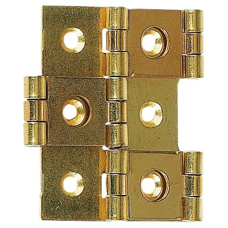 Itar – Charnière pour meuble en acier laitonné – Largeur fermée 30 mm – Ouverture double sens – Pour aménagement intérieur (1/2)