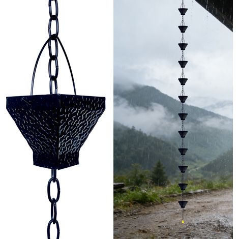 Chaîne de pluie, chaîne d'évacuation pour gouttière, chaîne de pluie en métal pour extérieur, décoration de jardin, longueur 260 cm (1/5)