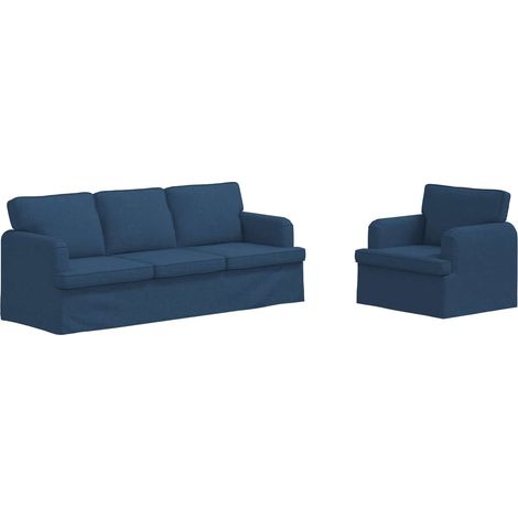 Ensemble de Canapés 2 pcs Salon de jardin Bleu 144 x 80 x 85 cm tissu (1/5)