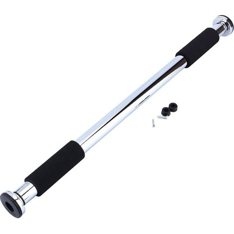 Barre de Traction 2 poignées Barre de Traction Cadre de Porte réglable Acier Inoxydable Barre de Porte Musculation 62 à 100 cm Noir (1/5)