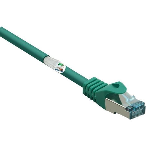 Câble réseau CAT 6a S/FTP vert 5 m avec cliquet d’encastrement et norme ignifuge – RF-5136972 S861682 (1/4)