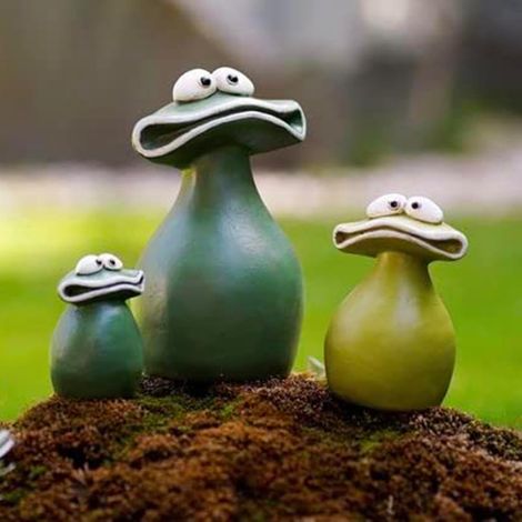 Grenouille Decorative, décoration extérieure Jardin, Statue de Grenouille en résine pour Balcon, Mini étang, décoration de terrasse,Set [Classe énergétique A] (1/5)