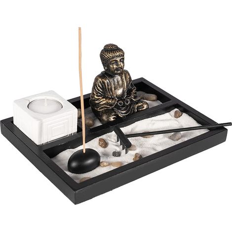 Jardin Zen Bouddha - Porte-Bougie Asiatique - Décoration Zen - Jardin avec Sable - Ambiance d'Asie - pour Intérieur Maison Bureau Méditation - Idée Cadeau Japon - Déco Asie (1/4)