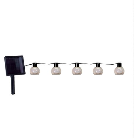 Guirlande Guinguette Solaire LED 6.15m, 10 ampoules, 2700K Blanc-chaud, IP44, Crépusculaire - Tibelec (1/5)