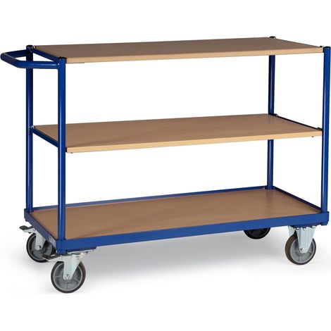 Bako Logistiksysteme Tischwagen ohne Bordkante 3 Ladeflächen und waagerechem Schiebegriff 1000x600mm