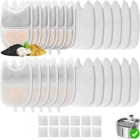 Lot de 12 Filtres pour Fontaine Eau Chat pour 4L Fontaine a Eau Chat sans Fil, Feriva Filtre de Fontaine à Boire pour Chat, Filtration Multiple Filtre de Fontaine pour Animaux de Compagnie (1/4)