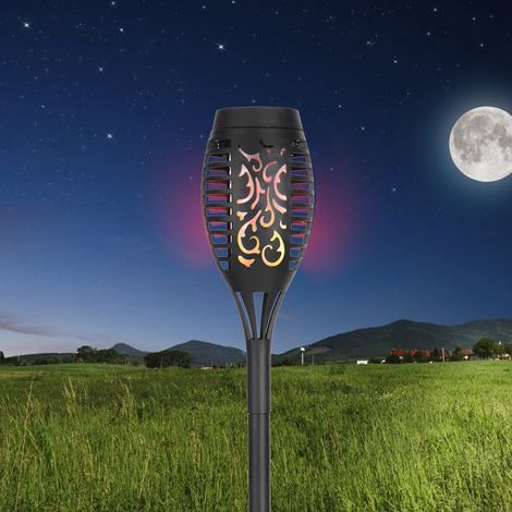 Lot de 4 lampes solaires torches à flamme vacillante pour jardin extérieur, étanches. (1/5)