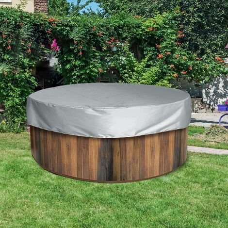 Bâches et accessoires Couvercle du Spa Piscine Ronde Housse de Protection en Plein Air Spa Couvre Gonflable Piscine Couverture Protecteur (19030cm,gris), (1/5)
