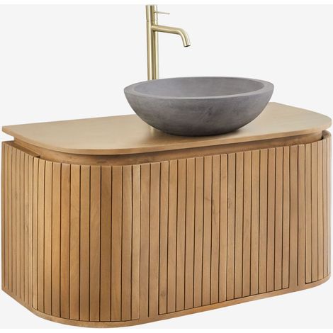 Conjunto de mueble de baño suspendido 90x40 cm en madera de mango Analis SKLUM