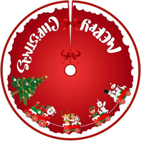 Jupe de sapin de Noël neuve, imprimé créatif et raffiné, décoration de pied de sapin, ornement de Noël -- Z3-33005, 90 cm --