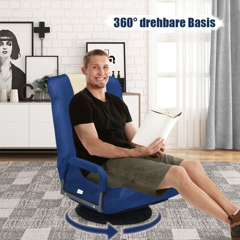Silla giratoria de suelo con respaldo ajustable, color azul (1/5)