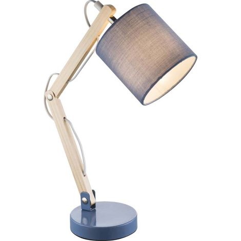 Tisch Leuchte Holz Gelenk Wohn Zimmer Beleuchtung Lese Beistell Lampe blau (1/3)