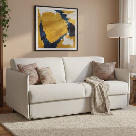 Sofá Cama 2 Plazas Trovo, Desenfundable, con Almacenamiento Made in Italy, Apertura Abatible, 180x95 cm Gris Claro (1/5)