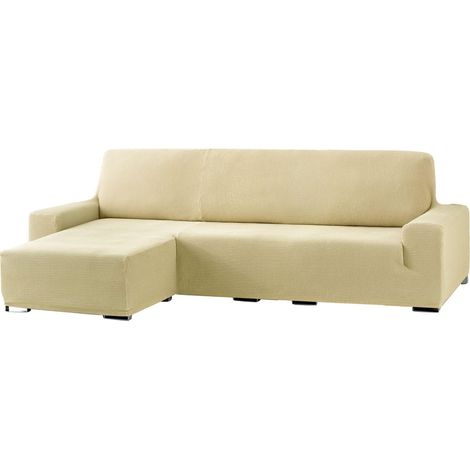 Housse de canapé d'angle bi-élastique pour accoudoir Court Gauche - Beige Adaptable à Tous Les modèles - Housse de canapé d'angle réglable en Mousse de Fixation