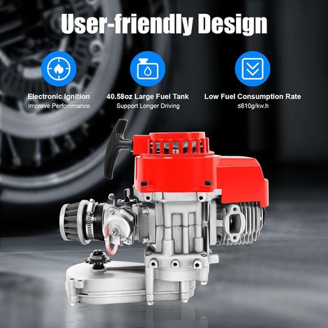 49CC Moteur 2 Temps Moteur Moteur Pocket Bike Quads Pocket Mini Bike ATV Boîte de Vitesses Carburateur Dirt Bike Motor,Pour Mini Cross Et Pocket Motorcycle (1/5)