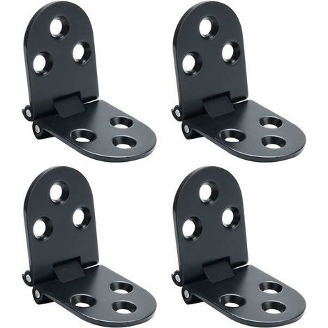 Charnières pour table pliante, connecteur rabattable pour montage de meubles en acier inoxydable, ouverture 180 degrés, épaisseur 2mm, finition chromée, lot de 4 pièces noires (1/5)