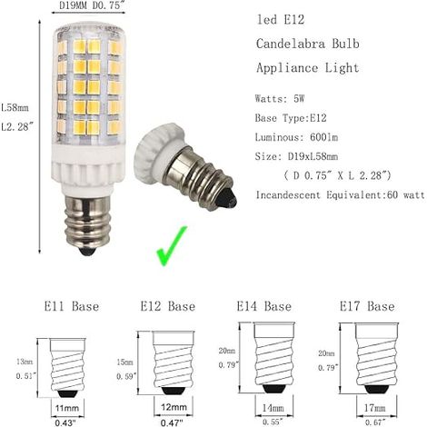 LED Bulbs E12 T6 Candelabra for Ceiling Fan Refrigerator Microwave Chandelier (1/4)