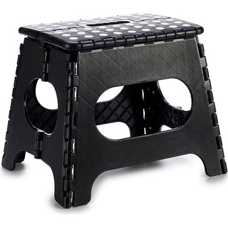 Tabouret de cuisine pliable/marchepied - noir - plastique - 30 x 27 cm - marchepied